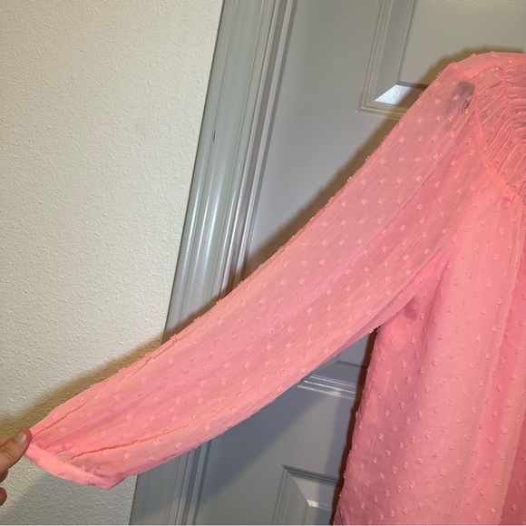 NWT J.Crew Neon Pink Clip-Dot Smocked Top BO348 size Small - Picture 4 of 12